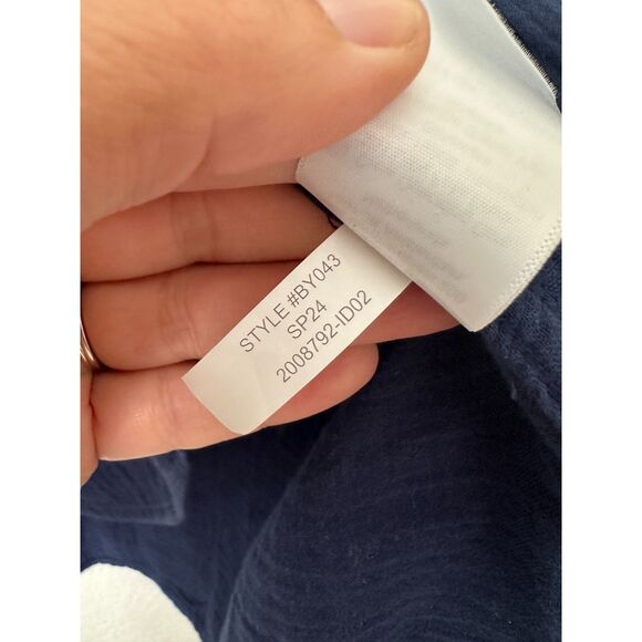 J. Crew Cotton Gauze Button Down Navy Blue Long Sleeve Top Blouse Size M - Picture 5 of 7